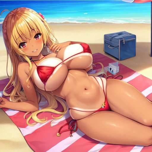 [Holara] Garis Tan Pantai Bikini Topless Gravure [Ilustrasi]