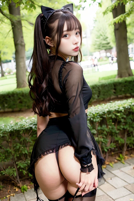 [Stable Diffusion] Pantyhose Gothic Lolita Upskirt Twin tails Beautiful Face [Realistic]