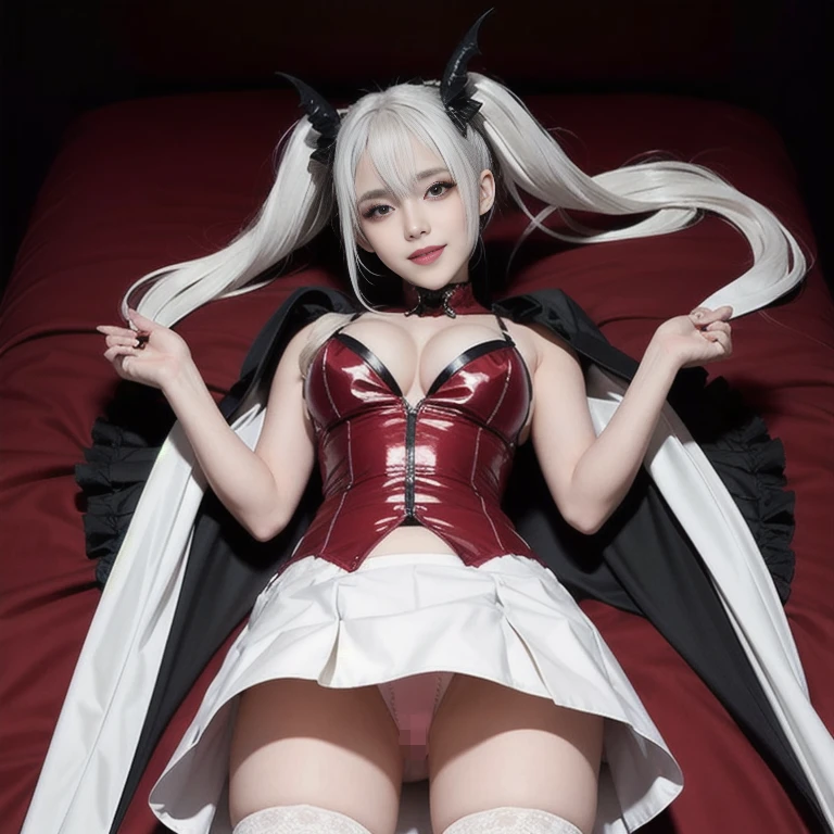 [Stable Diffusion] Succubus Upskirt Menyeringai Permainan kostum Ekor kembar [Realistis]