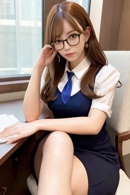 [Stable Diffusion] Secretary Crossing legs Sitting in a Chair Masterpiece [Realistic]