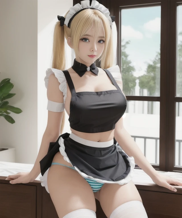 [Stable Diffusion] Perut Terbuka Celana Dalam Berstrip Wanita Dewasa Upskirt Celemek pembantu [Realistis]
