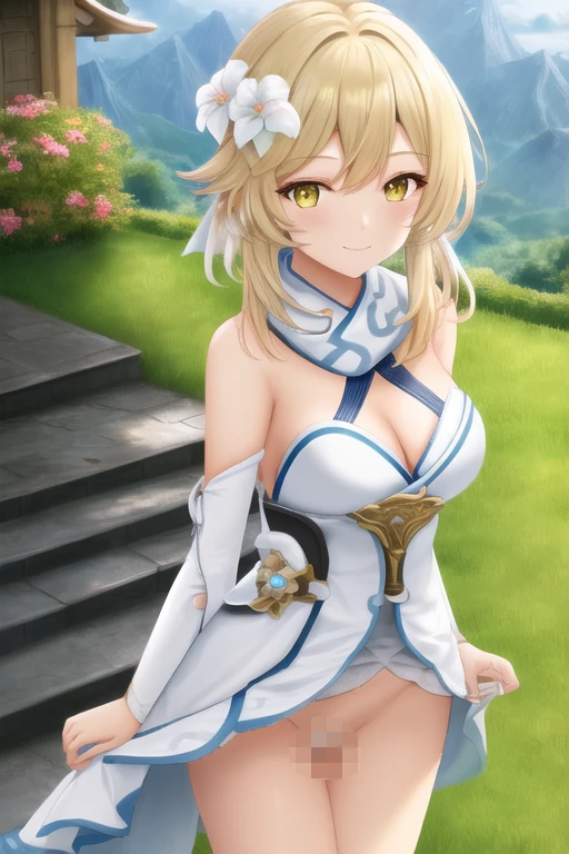 [Stable Diffusion] Genshin Impact - Lumine Mountain Sky Upper Body Standing [Illustration]