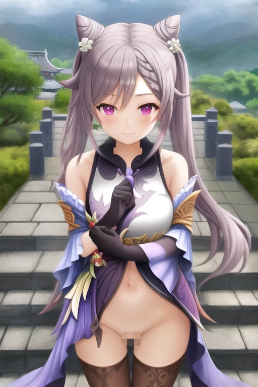 [Stable Diffusion] Genshin Impact - Keqing Gunung Langit Bagian atas tubuh berdiri [Ilustrasi]