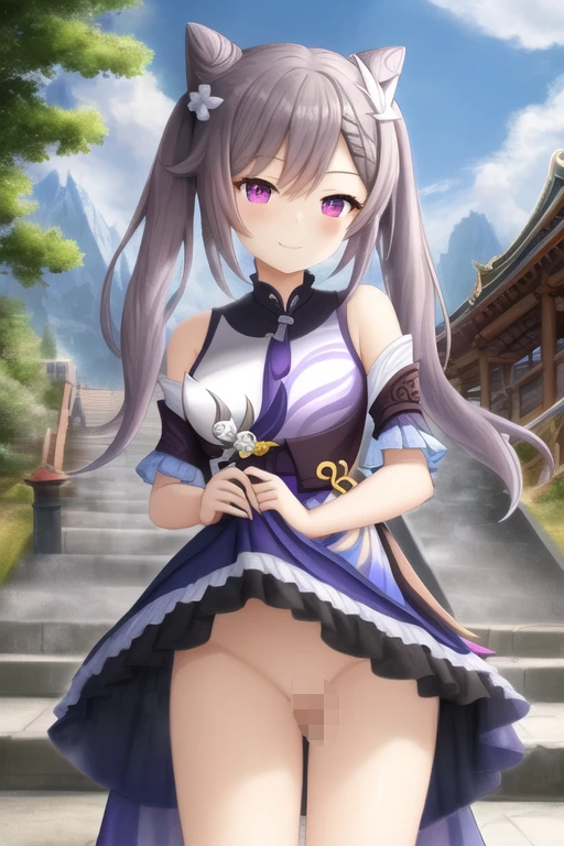 [Stable Diffusion] Genshin Impact - Keqing Gunung Langit Bagian atas tubuh berdiri [Ilustrasi]