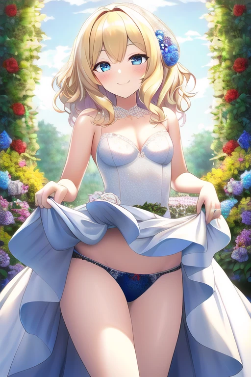 [NovelAI] Flower field Wedding dress Small breasts Lifting up skirt Dress [Illustration]