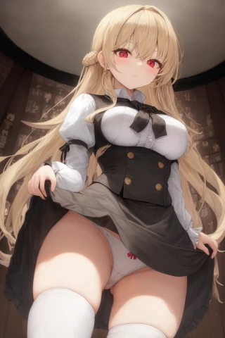세미 롱 헤어, 긴 머리, 리프팅 스커트, 밑에서부터, 아래에서 엿보기, 바지, 치마, 명작, 수녀 습관