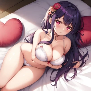 Dari atas, Wanita Cantik, Kualitas Tinggi, Gaya ilustrasi, vagina, Malam, Celana, Karya masterpiece, Sangat detail, berbaring, Pakaian dalam