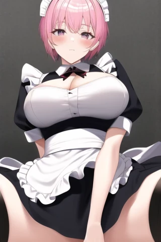 短发, 张开双腿, 大乳房, 杰作, 女佣制服