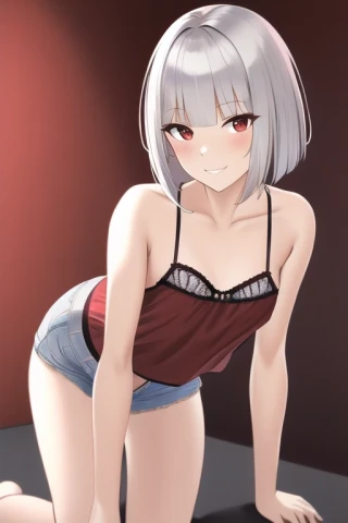 Bob, Small breasts, Masterpiece, Seductive smile, Camisole, Underwear